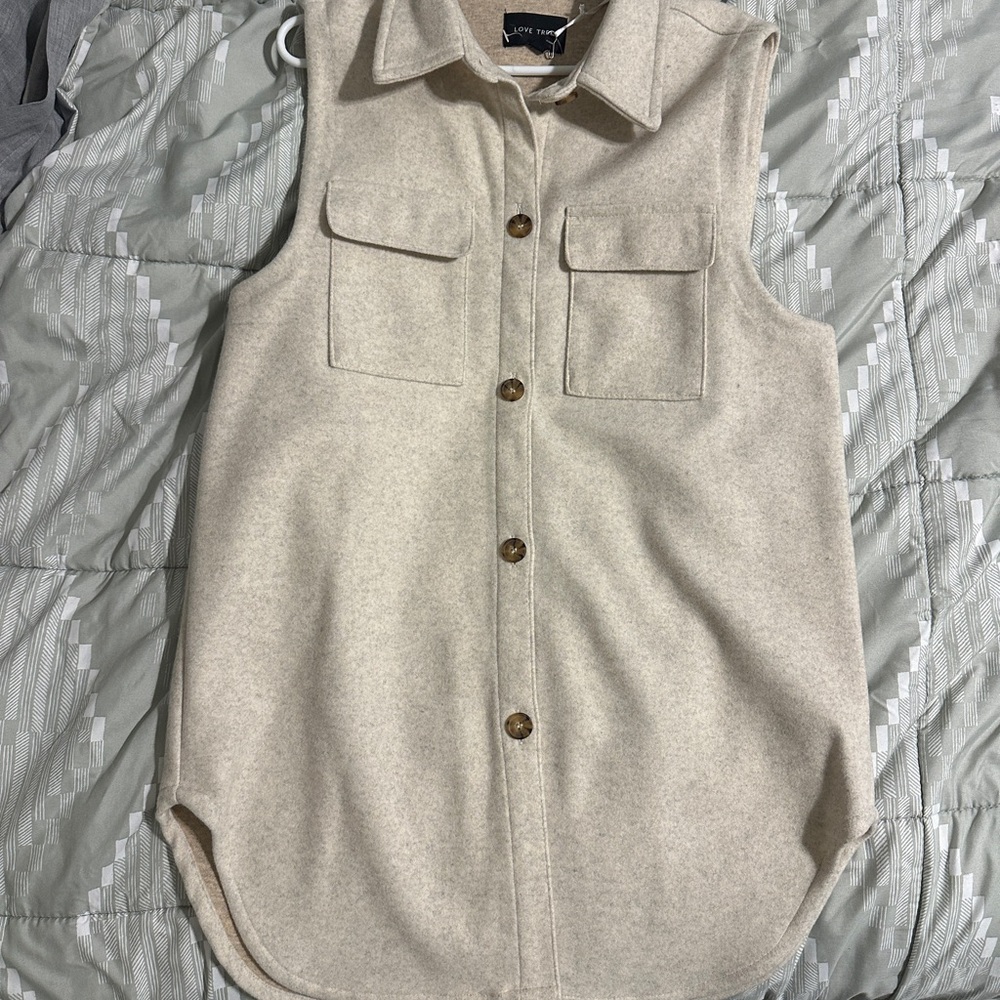 Love Tree Cream Button-Up Vest
